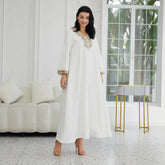 Muslim Women's Wear Fashion Stitching Lace Abaiya Robe  Adomoo